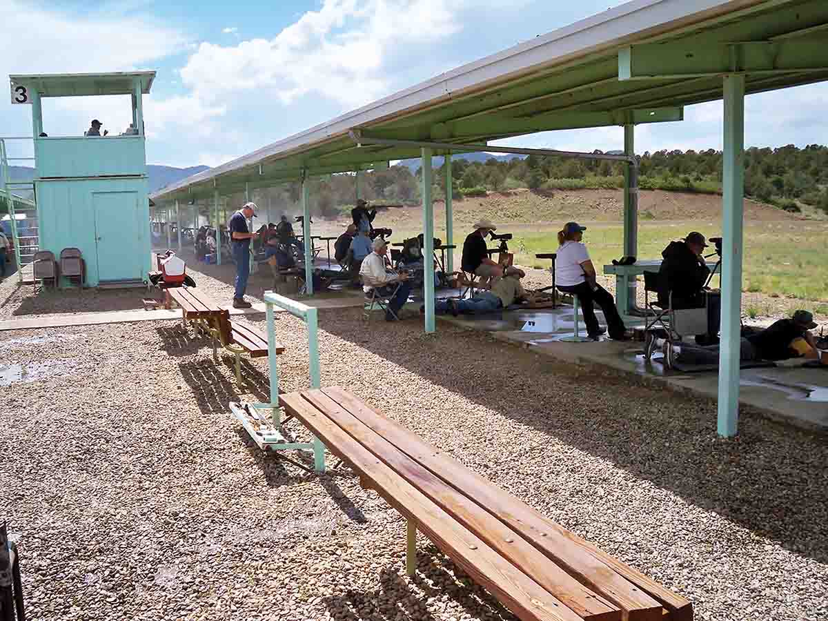 From the very beginning of his competitive career, Mike said he always felt at home with a full firing line. This photo was taken at one of the National BPCR Silhouette Championships held at the NRA Whittington Center near Raton, New Mexico.